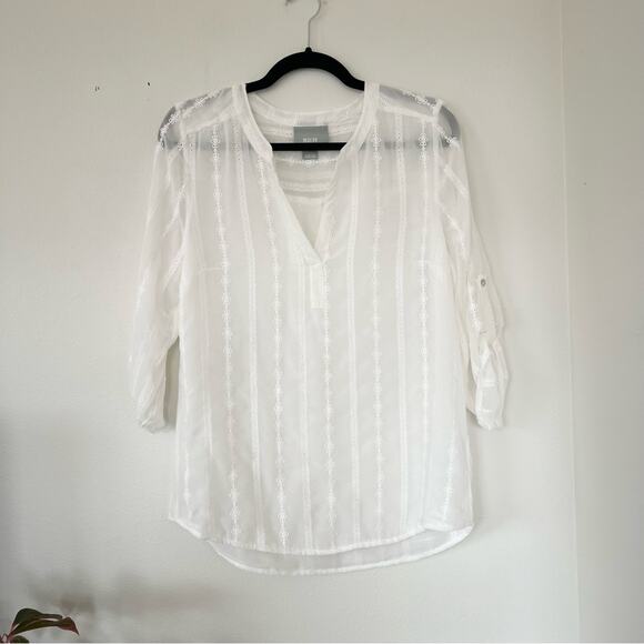 Anthropologie Maeve White Embroidered Top - Picture 2 of 7